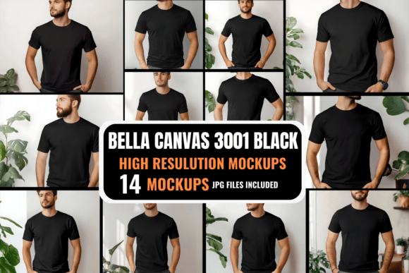 Download Bella Canvas 3001 Black Model Mockups - Bella canvas Collection
